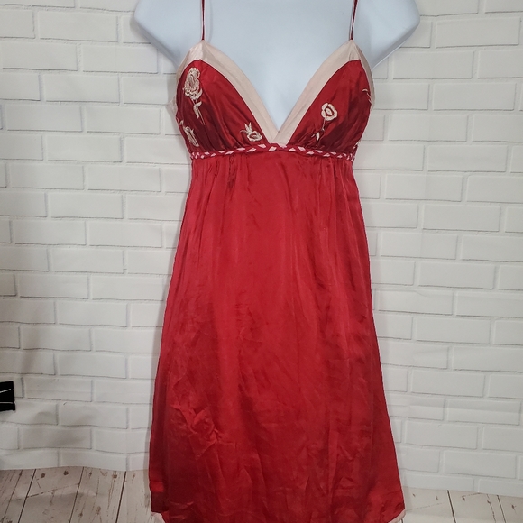 XXI Forever 21 Silk Red Floral Dress - Picture 2 of 13